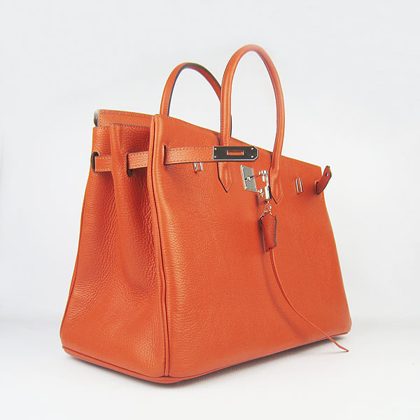 Hermes Birkin 40CM Togo Bag Orange 6099 Silver