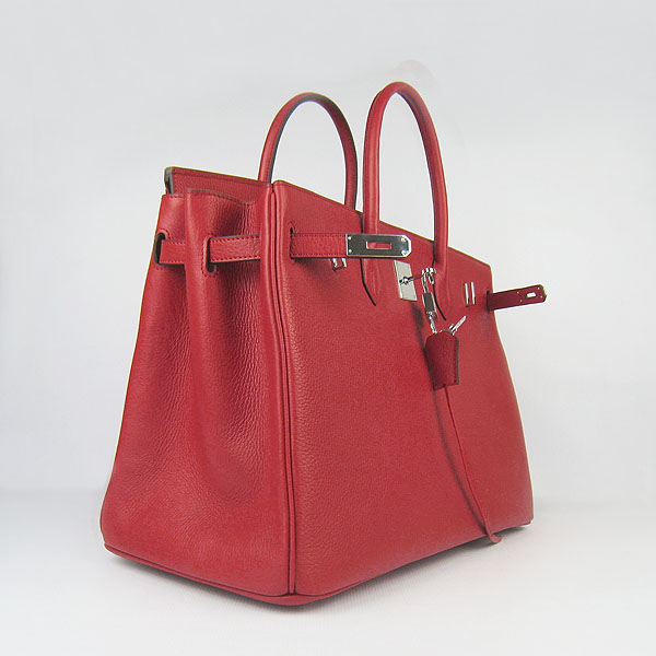 Hermes Birkin 40CM Togo Bag Red 6099 Silver