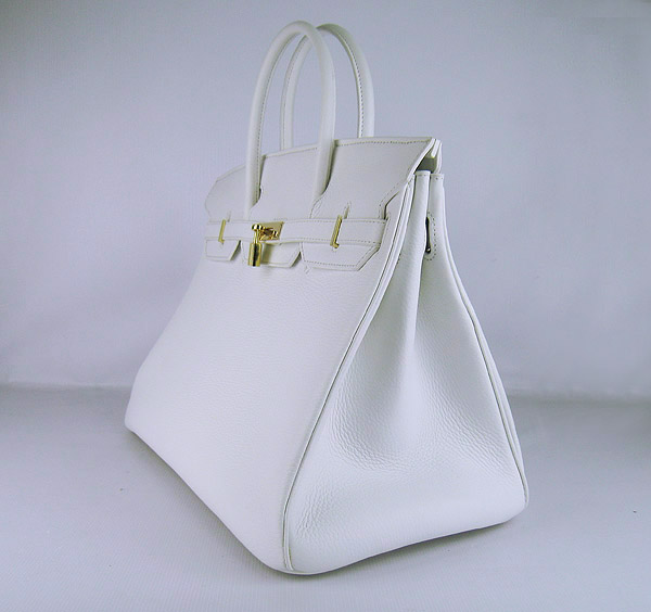 Hermes Birkin 40CM Togo Bag  White 6099 Gold