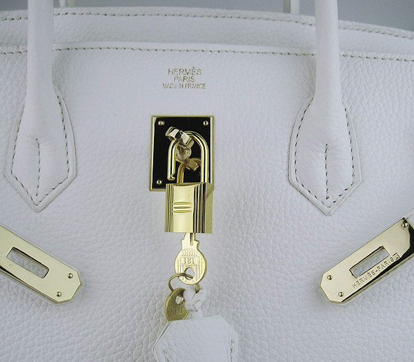 Hermes Birkin 40CM Togo Bag  White 6099 Gold