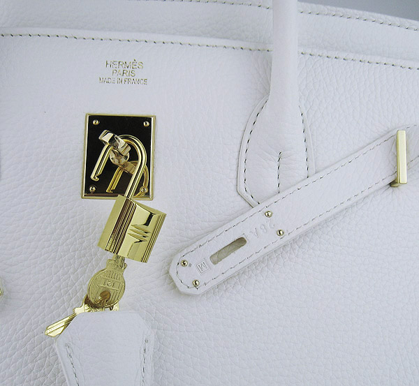 Hermes Birkin 40CM Togo Bag  White 6099 Gold