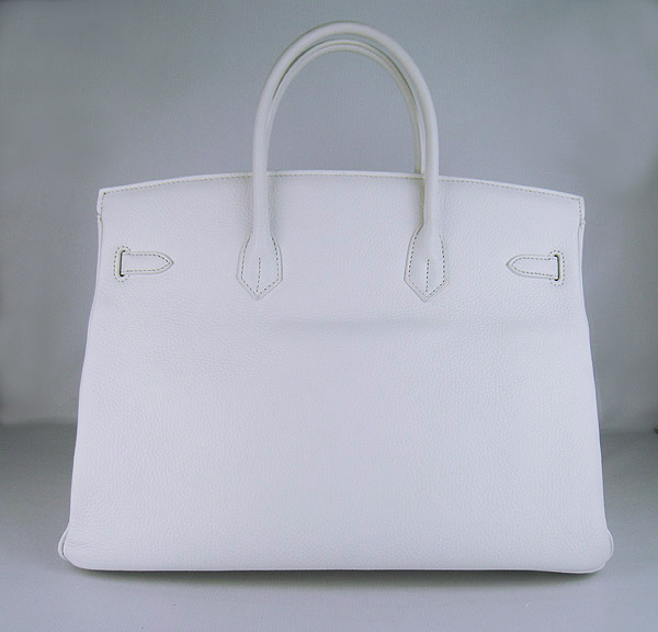 Hermes Birkin 40CM Togo Bag  White 6099 Silver