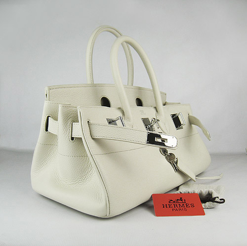 Hermes Birkin 6109 Togo Leather Bag Beige 42cm Silver