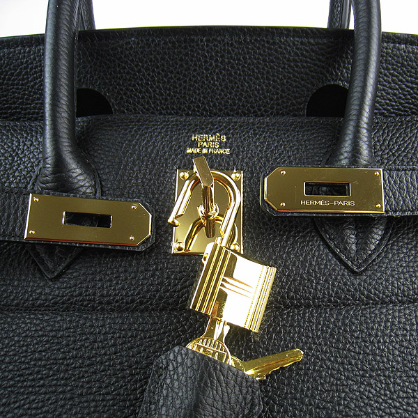 Hermes Birkin 6109 Togo Leather Bag Black 42cm Gold