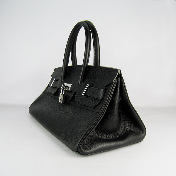 Hermes Birkin 6109 Togo Leather Bag Black 42cm Silver