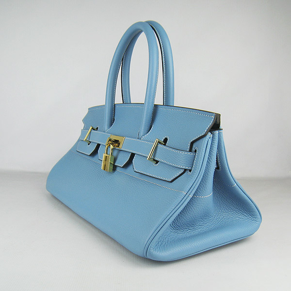 Hermes Birkin 6109 Togo Leather Bag Light Blue 42cm Gold