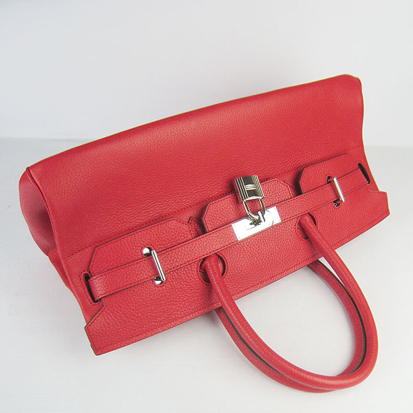 Hermes Birkin 6109 Togo Leather Bag Red 42CM Silver