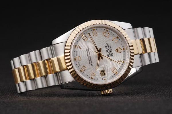 Rolex Datejust Golden White Stainless Steel Watch-RD2407