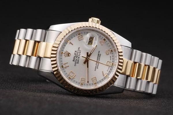 Rolex Datejust Golden White Stainless Steel Watch-RD2407