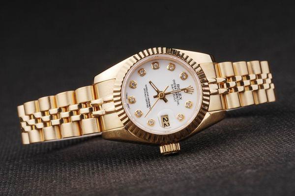 Rolex Datejust Mechanism Golden White Surface Women Watch-RD2462