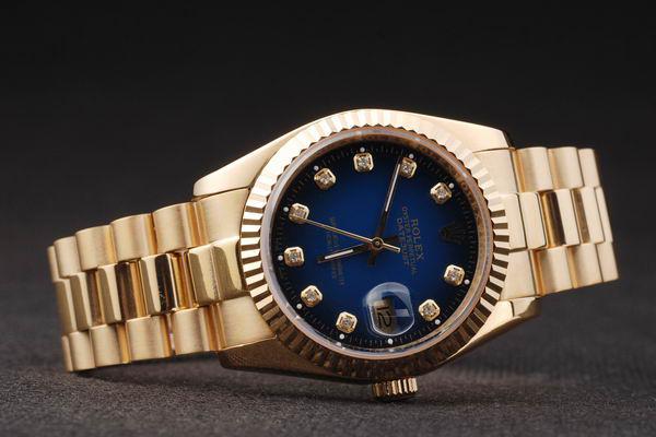 Rolex Datejust Mechanism Golden Bezel&Blue Surface Watch-RD2438