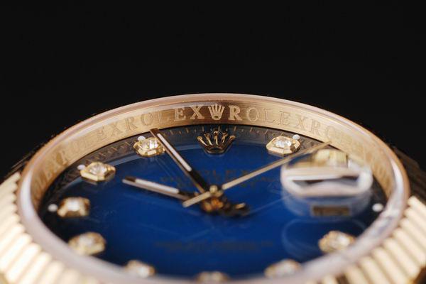 Rolex Datejust Mechanism Golden Bezel&Blue Surface Watch-RD2438