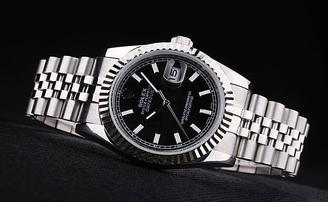 Rolex Datejust Silver Black 34mm Men Watch-RD3830