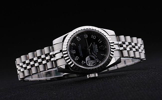 Rolex Datejust Silver Black Stainless Steel 25mm Watch-RD3790