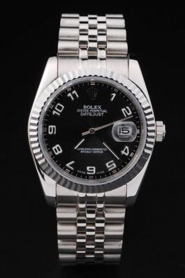 Rolex Datejust Silver Bezel Black Surface Watch-RD2393