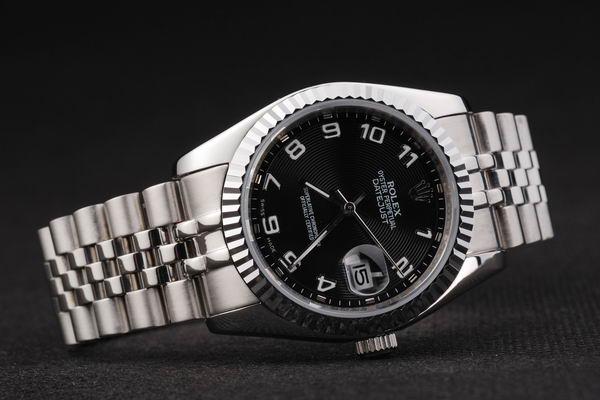 Rolex Datejust Silver Bezel Black Surface Watch-RD2393