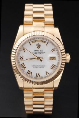 Rolex Day-Date Golden White Surface Round Cutwork Watch-RD2440