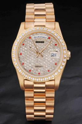 Rolex Day-Date Golden Diamond Cutwork 37mm Men Watch-RD3835