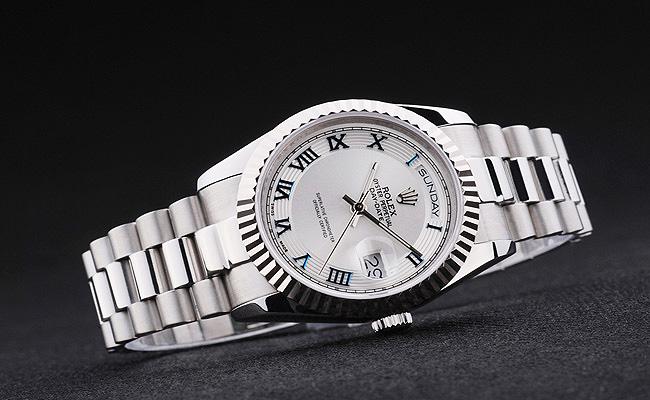 Rolex Day-Date Silver Cutwork White Surface Watch-RD3820