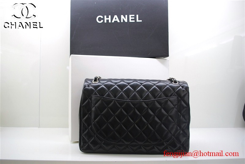 Chanel classic black Flap Bag 36070 silver chain