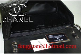 Chanel classic black Flap Bag 36070 silver chain