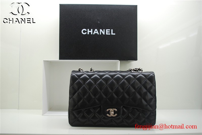 Chanel Jumbo Caviar Flap Bag 36076 Black Silver Chain