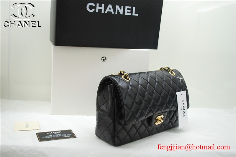 Chanel 2.55 Double Flap Gold Hardware A1112 Black