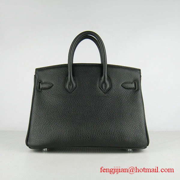 Hermes Birkin 25cm Togo Leather Handbag 6068 Black Silver Palladium hardware