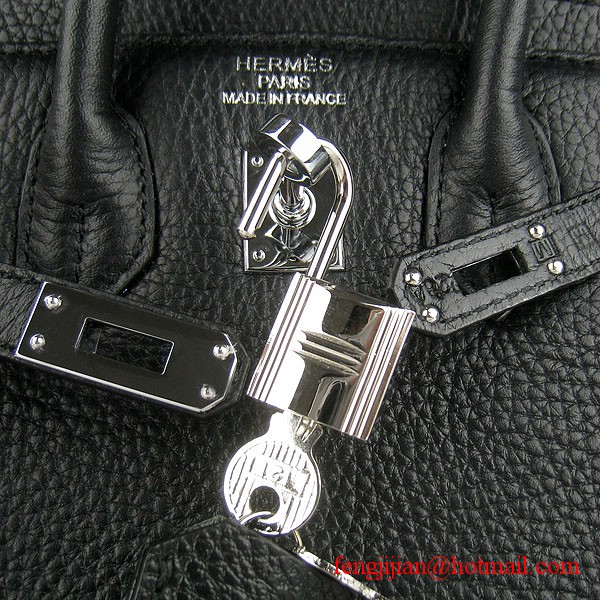 Hermes Birkin 25cm Togo Leather Handbag 6068 Black Silver Palladium hardware