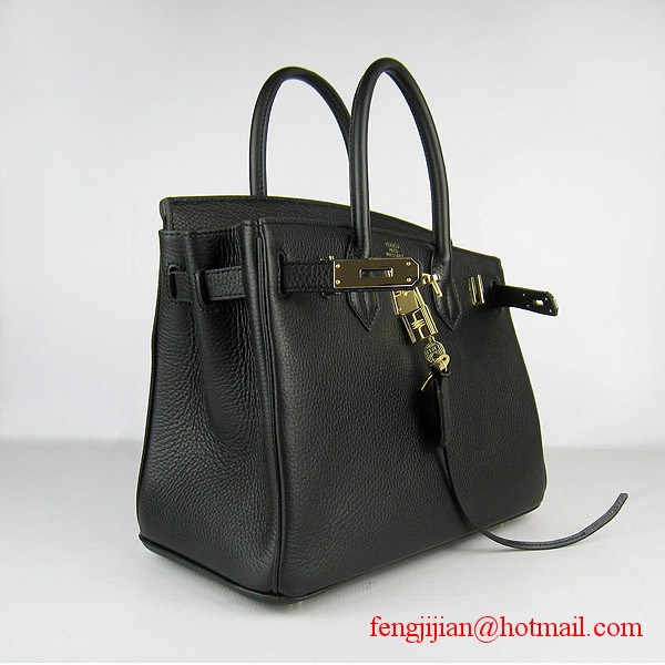 Hermes Birkin 30cm Togo Leather Bag Black 6088