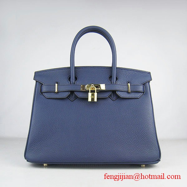 Hermes Birkin 30cm Togo Leather Bag Dark Blue 6088