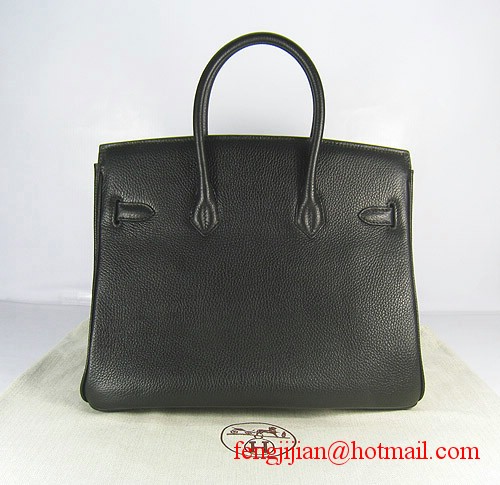 Hermes Birkin 35cm Embossed Veins Leather Bag Black 6089 Gold Hardware