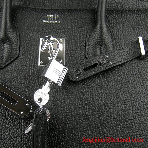 Hermes Birkin 35cm Tendon Veins Leather Bag Black Silver Hardware