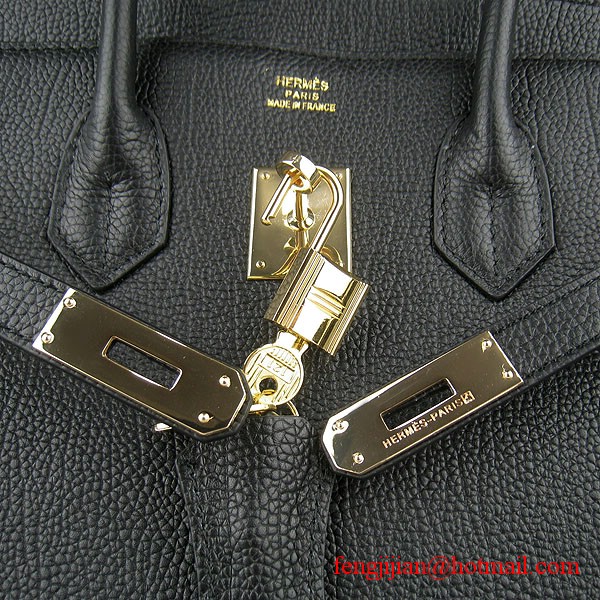 Hermes Birkin 35cm Tendon Veins Leather Bag Black Gold Hardware