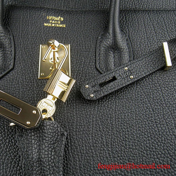 Hermes Birkin 35cm Tendon Veins Leather Bag Black Gold Hardware