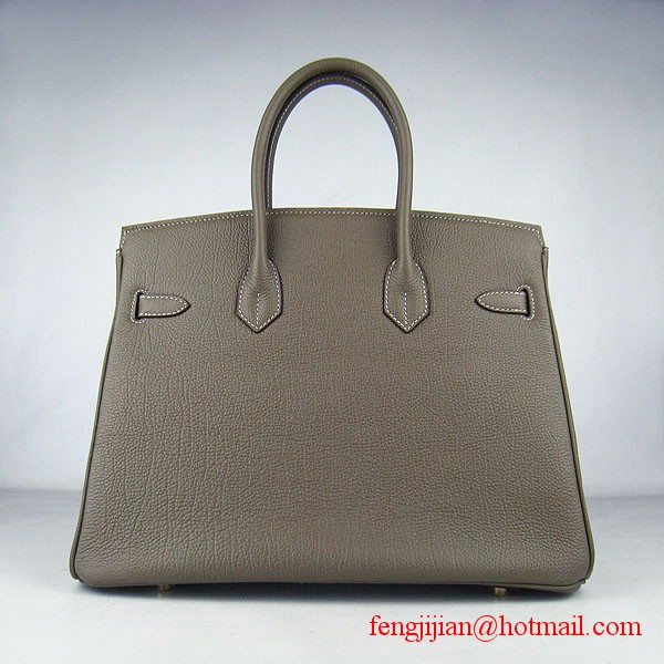 Hermes Birkin 35cm Tendon Veins Leather Bag Khaki Gold Hardware