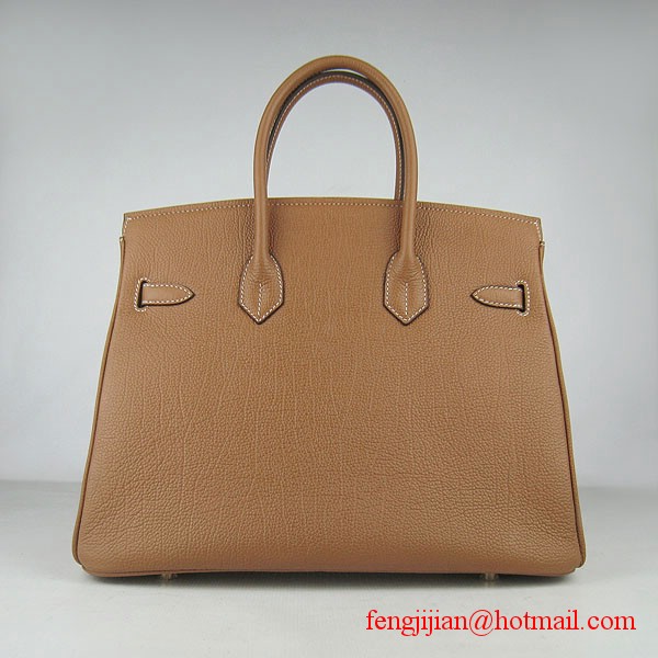 Hermes Birkin 35cm Tendon Veins Leather Bag Light Coffee Gold Hardware