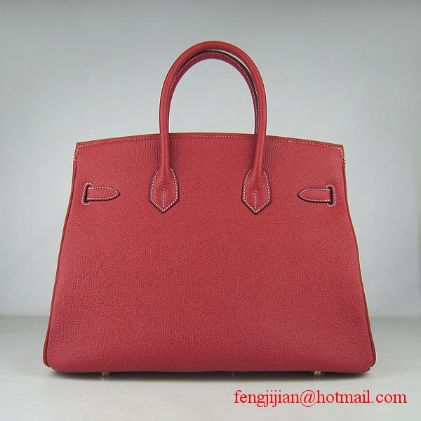 Hermes Birkin 35cm Tendon Veins Leather Bag Red Gold Hardware