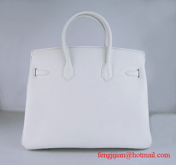 Hermes Birkin 35cm Embossed Veins Leather Bag White 6089 Silver Hardware