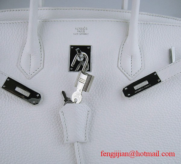 Hermes Birkin 35cm Embossed Veins Leather Bag White 6089 Silver Hardware