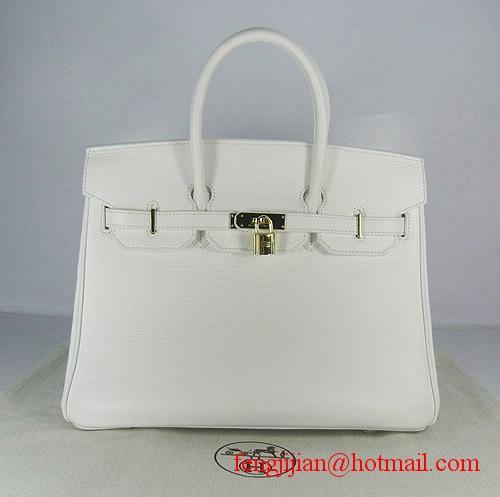 Hermes Birkin 35cm Embossed Veins Leather Bag White 6089 Gold Hardware