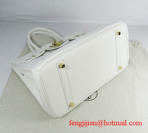 Hermes Birkin 35cm Embossed Veins Leather Bag White 6089 Gold Hardware