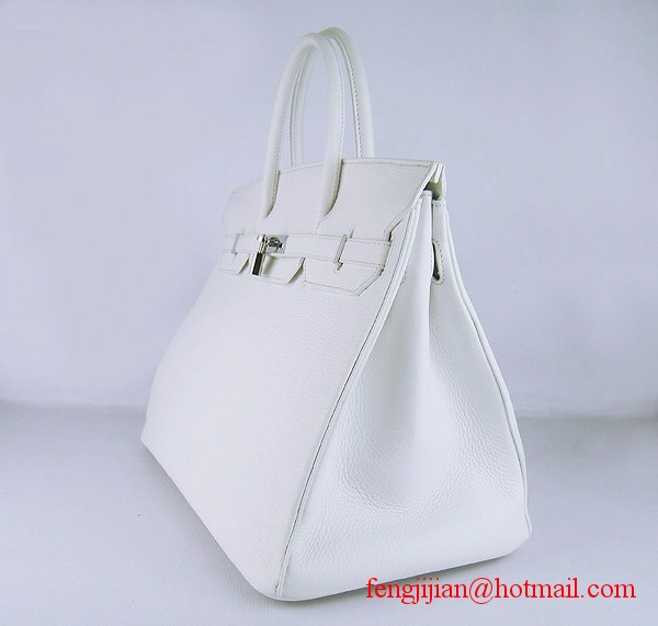 Hermes Birkin 40cm Togo Bag 6099 Light White silver padlock