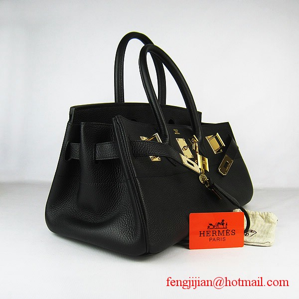 Hermes Birkin 42cm Togo Leather Bag 6109 Black gold padlock