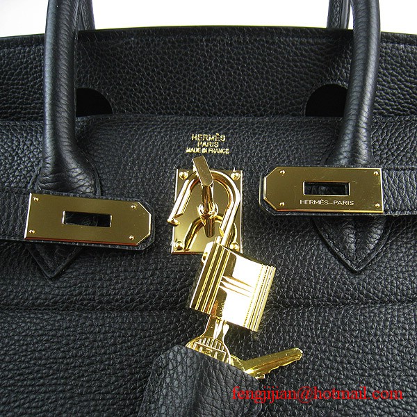 Hermes Birkin 42cm Togo Leather Bag 6109 Black gold padlock