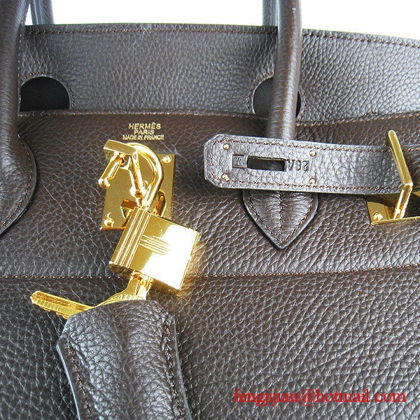 Hermes Birkin 42cm Togo Leather Bag 6109 gold padlock Dark Coffee