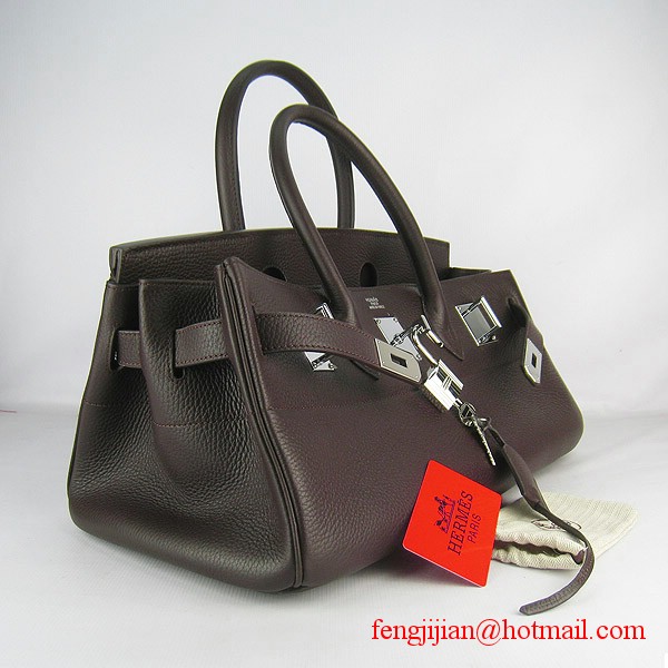 Hermes Birkin 42cm Togo Leather Bag 6109 Dark Coffee silver padlock