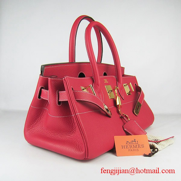 Hermes Birkin 42cm Togo Leather Bag 6109 Red gold padlock