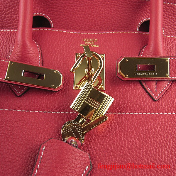 Hermes Birkin 42cm Togo Leather Bag 6109 Red gold padlock