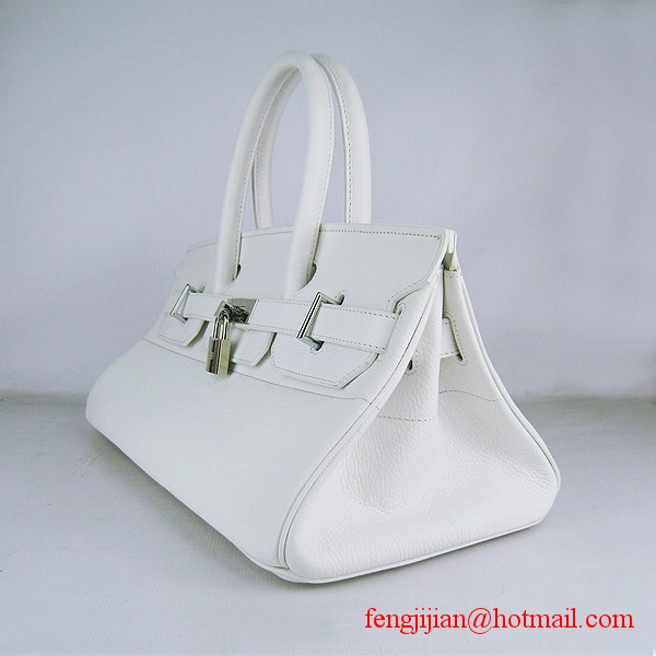 Hermes Birkin 42cm Togo Leather Bag 6109 White silver padlock